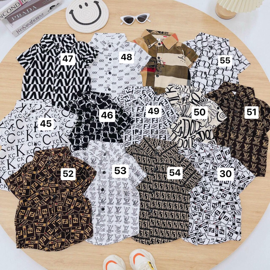 182 MÀU Áo sơ mi lụa ngắn tay cực chất cho bé trai - SMNT