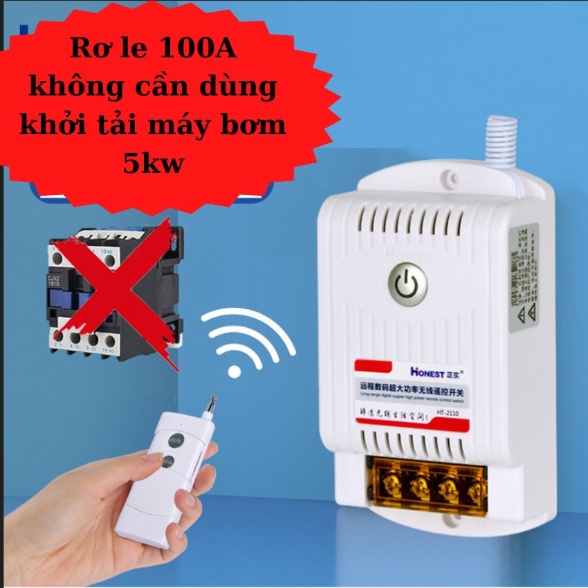 Công tắc điều khiển từ xa 1000m Honest 100A 10KW công suất lớn HT-2110KG điều khiển các thiết bị điện công tắc thông minh công tắc hẹn giờ