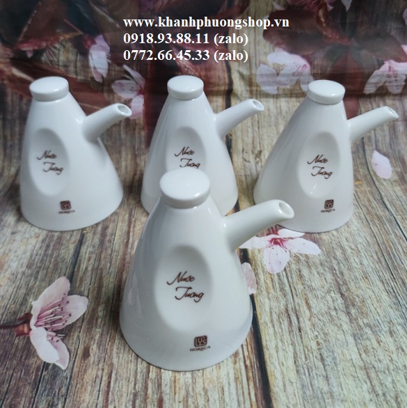 bình đựng nước tương sứ Minh Long - bình đựng nước tương