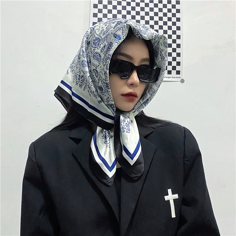 Khăn lụa vuông chất đẹp hàn quốc cao cấp 70x70cm - Khăn bandana lụa ThyThy băng đô,cột túi