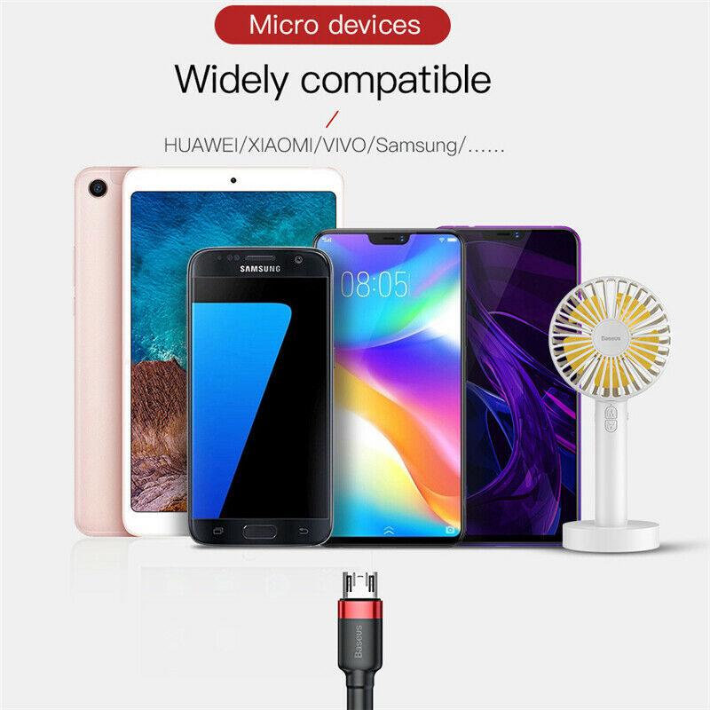 Cáp sạc nhanh Baseus Cafule Micro USB Dài 2m cho Smartphone Android Samsung/ Xiaomi/ Oppo/ Asus/ Huawei (2.4A, Quick charge 3.0)