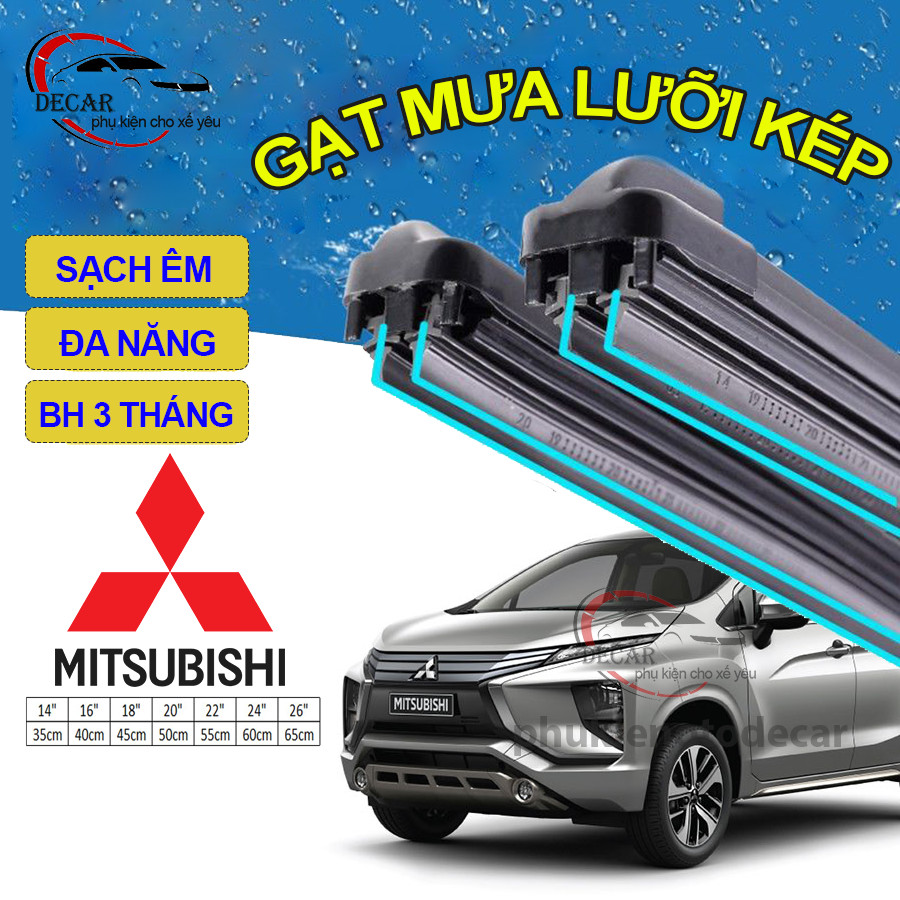 Wiper rain blade premium dual, wipers 2 blade frame soft car gạt mưa lưỡi kép cao cấp, bộ cần gạt kính nước mưa 2 lưỡi khung mềm ô tô mitsubishi xpander, attrage, outlander, triton