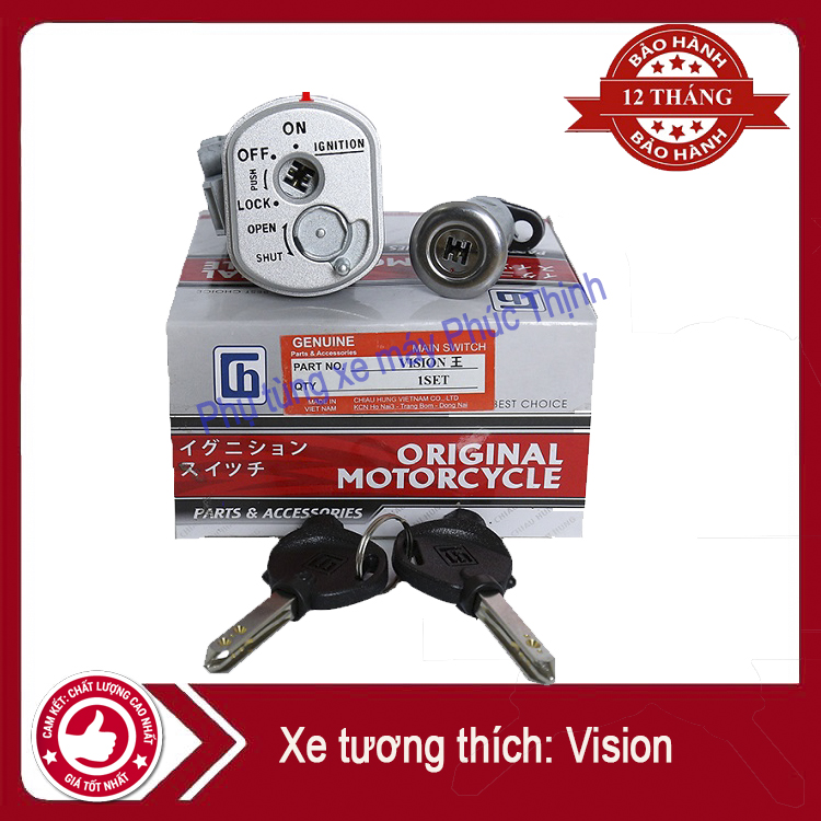 Ổ khóa xe máy Vision 6 cạnh, chống trộm, bảo hành 24 tháng