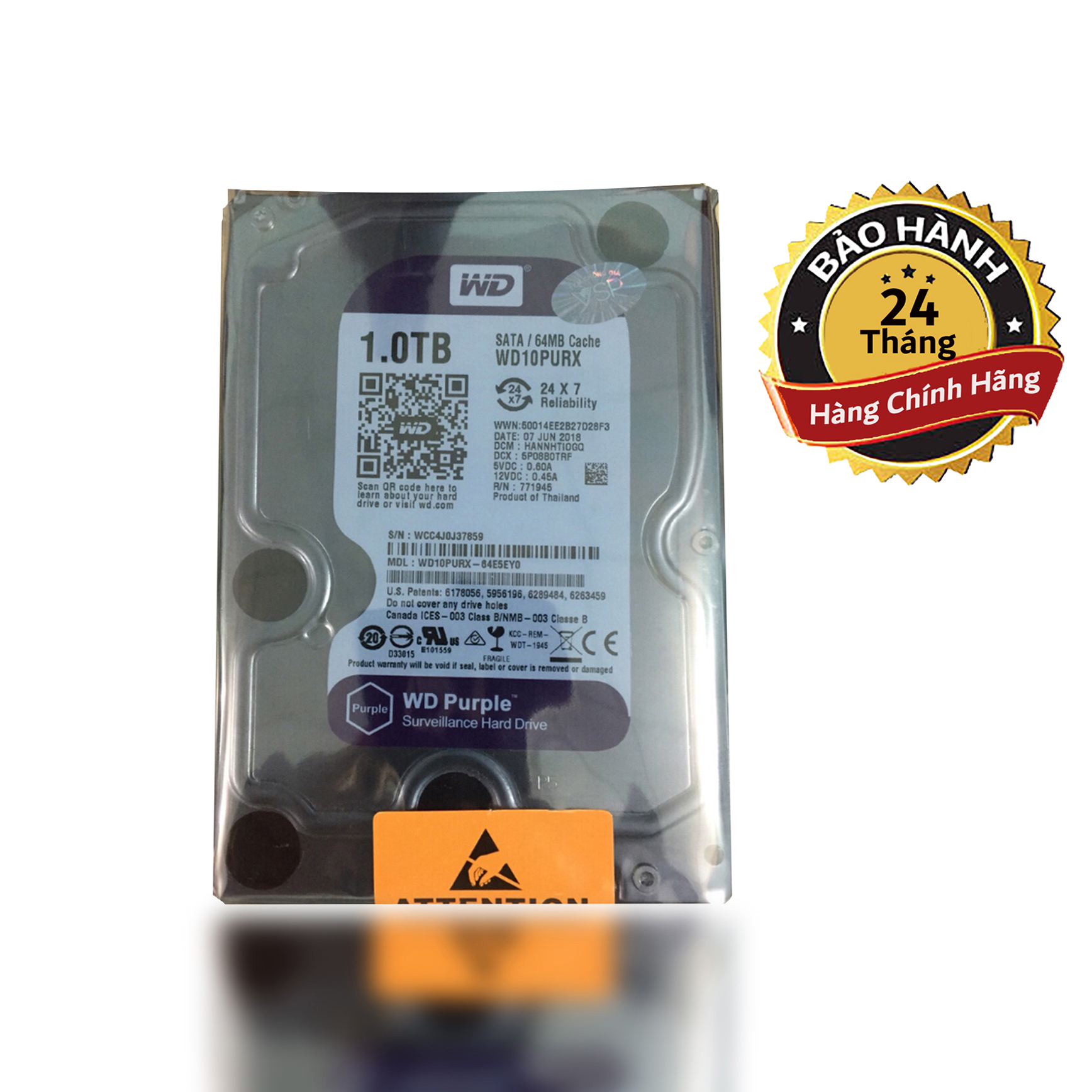 [HCM]Ổ cứng Camera HDD 1TB Western Digital Tím  - BH 2 năm - 1 đổi 1