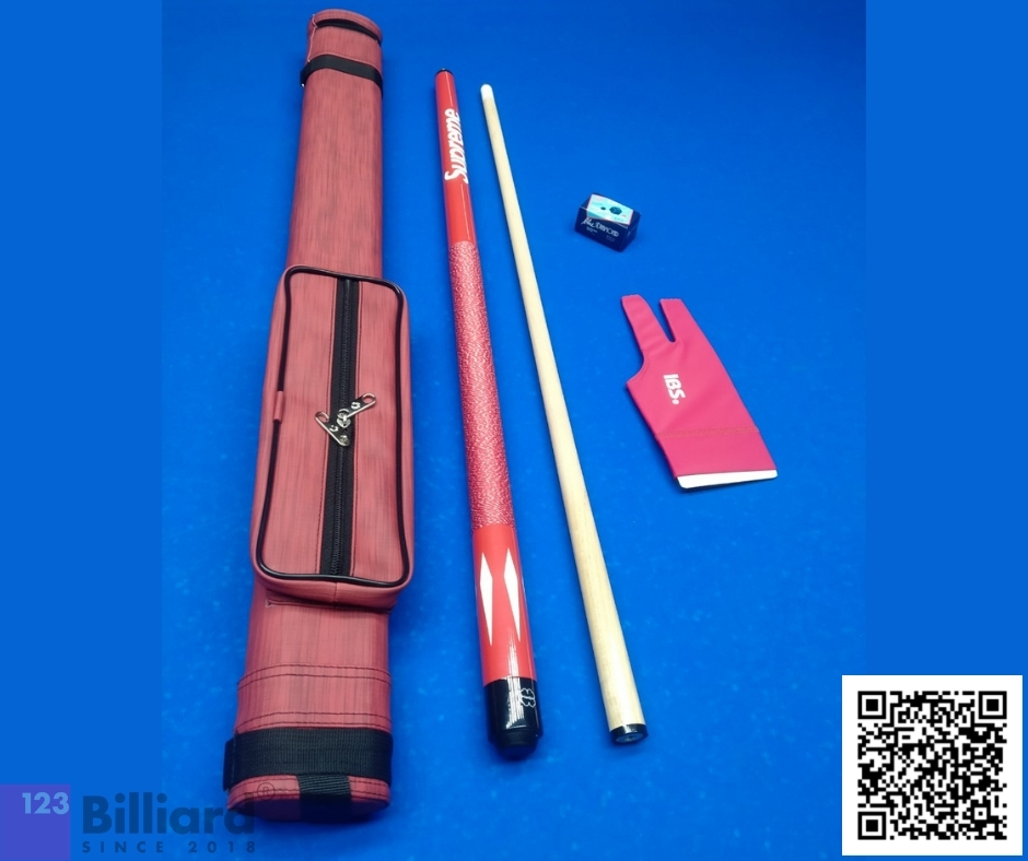 [HCM][SIÊU THỊ BIDA] Combo cơ Lỗ/Pool Đài Loan Supreme ĐỎ [Cơ cho người Mới]