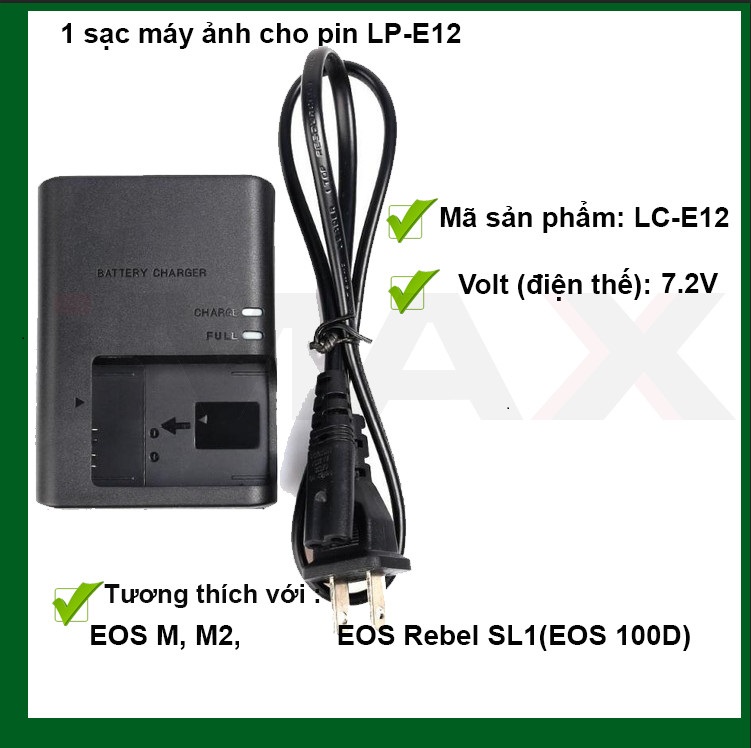 Sạc máy ảnh cho pin lp-e12 - sạc dây