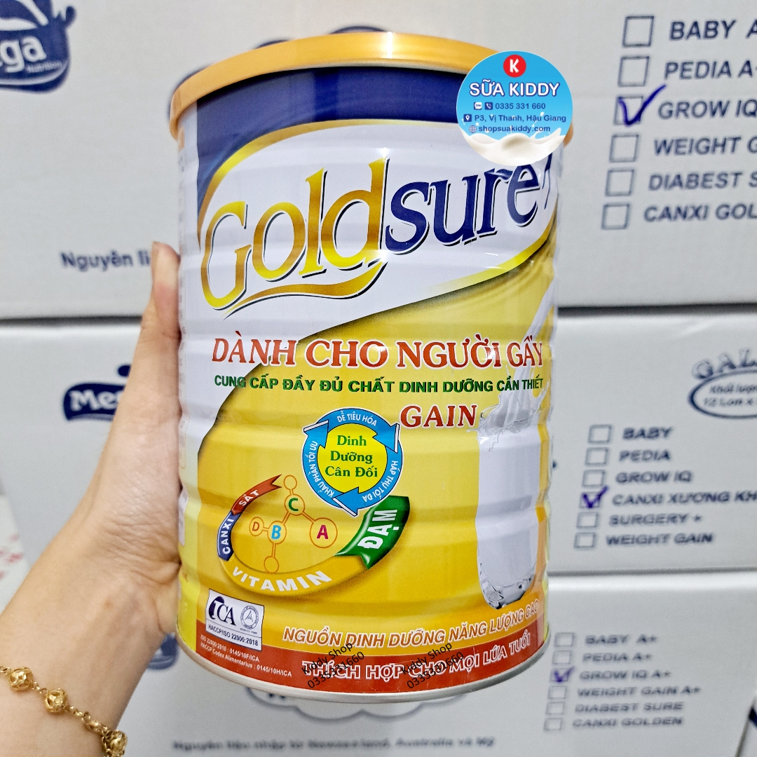 Sữa tăng cân GOLDSURE GAIN NL 900g dành cho người gầy, thích hợp mọi lứa tuổi (cam kết chính hãng, date luôn mới)
