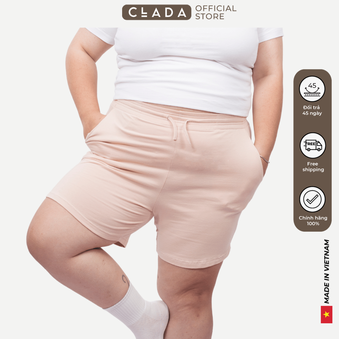 Quần Sweatshirt Shorts Big Size Cotton CLADA Essential - Hồng