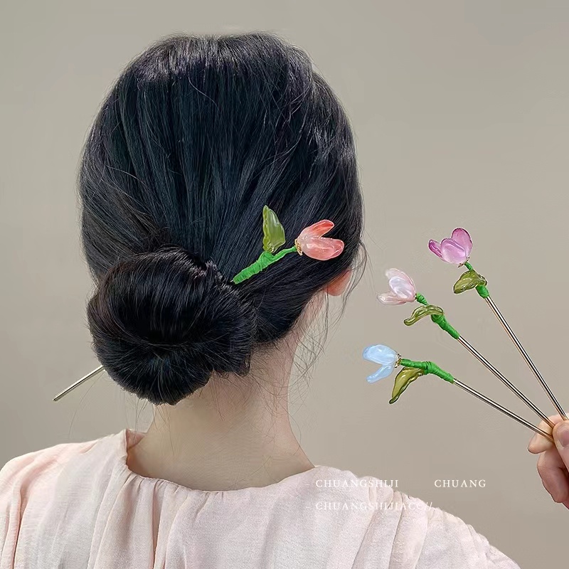 Trâm Búi Cài Tóc Hoa Tulip