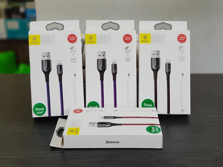 Cáp sạc tự ngắt BASEUS C-Shaped Light Intelligent power-off 2.4A 1m