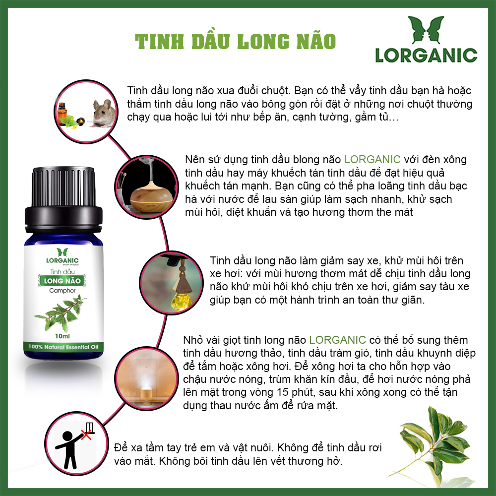 [HCM]Tinh dầu long não Lorganic Camphor 10ml, 50ml