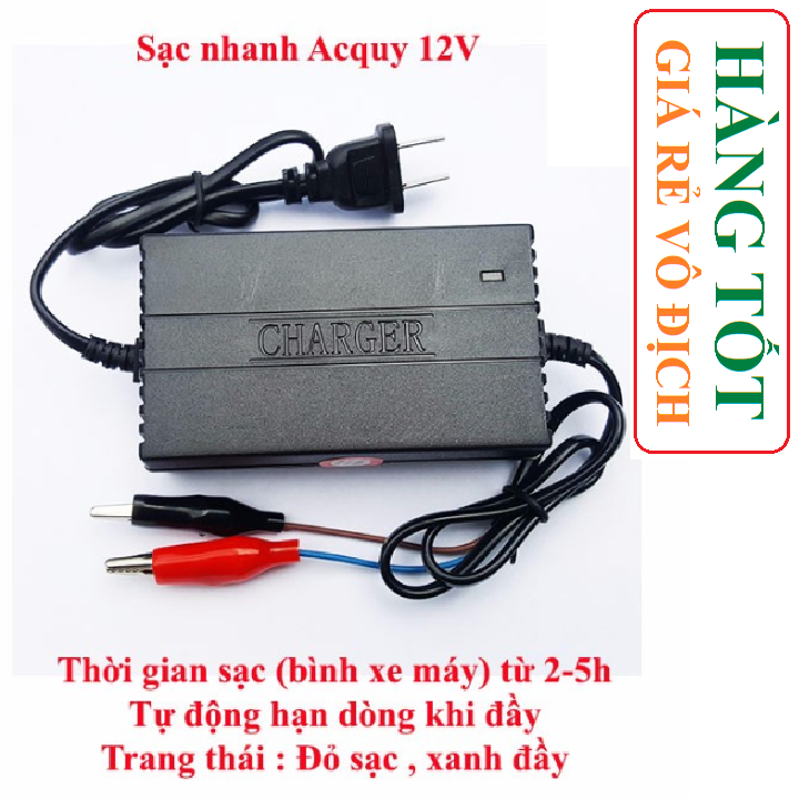 Sạc bình Acquy đen 12V đầu kẹp