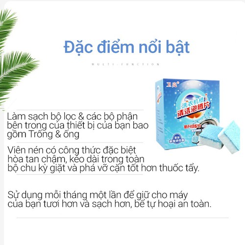 [HCM]Hộp 12 Viên Tẩy Lồng Máy Giặt