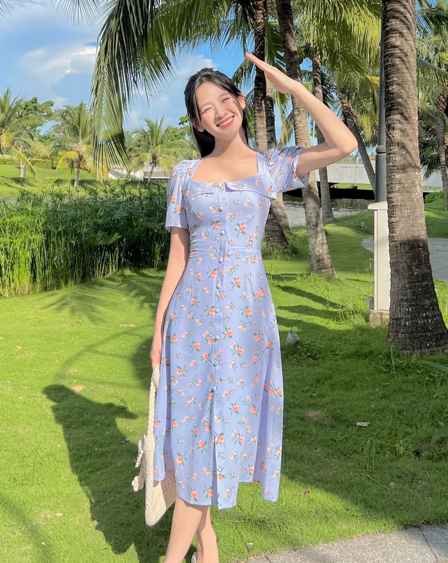 Đầm TALY- Đầm hoa dài dây chéo lưng