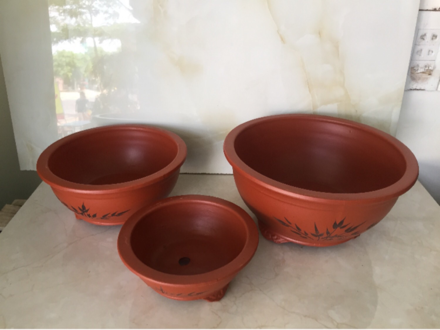 Bộ 3 chậu đất nung Bonsai