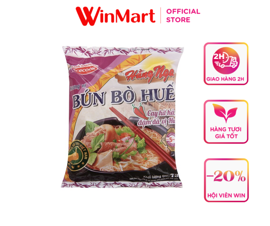 [Siêu thị WinMart] - Bún bò Huế Hằng Nga gói 73g