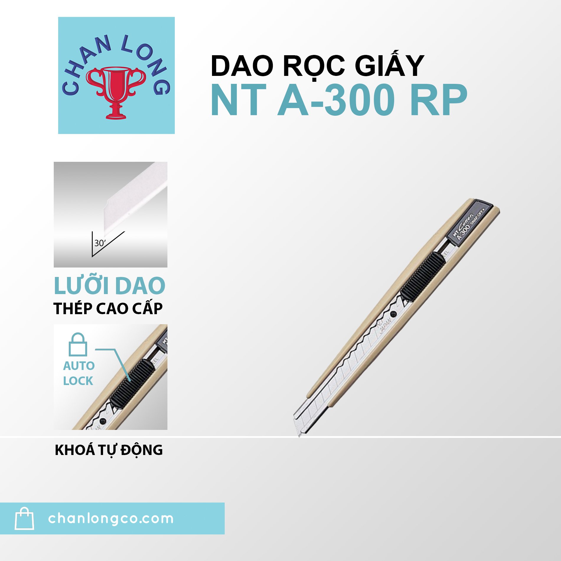 Dao cắt,dao rọc giấy chính hãng NT CUTTER A-300RP nhật bản thân nhựa,siêu bén,cắt da,cắt rập,decal,nhựa Vynil