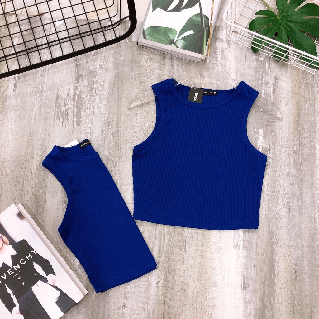 Aó croptop thun gân cotton co giãn 4 chiều