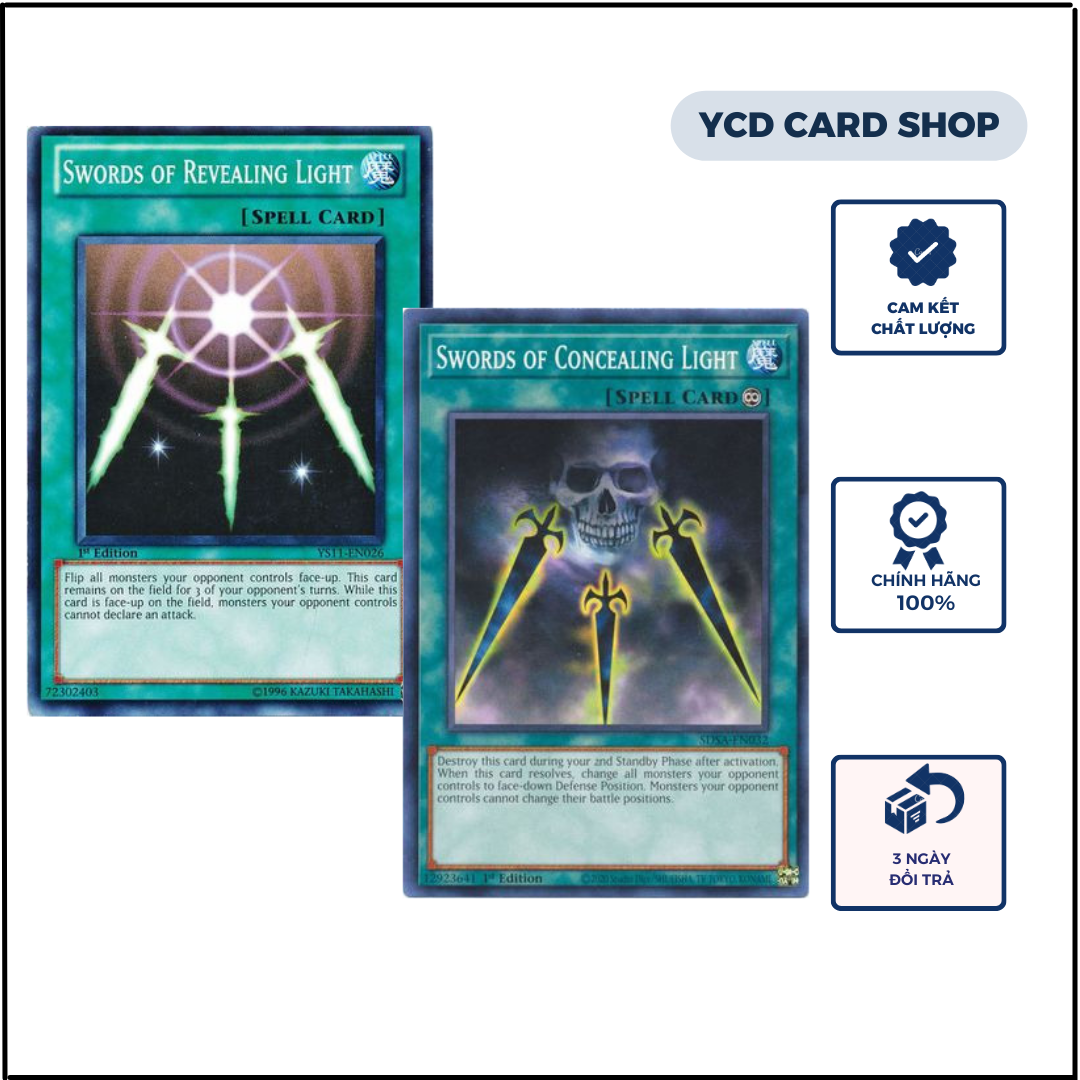 Thẻ bài yugioh chính hãng set 2 lá bài gươm ánh  sáng, gươm bóng  tối  -Common