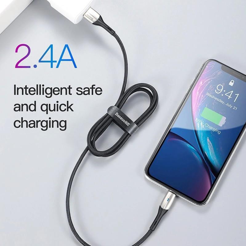Cáp sạc và truyền dữ liệu tốc độ cao Baseus Horizontal Data Lightning cho iPhone/ iPad có đèn Led