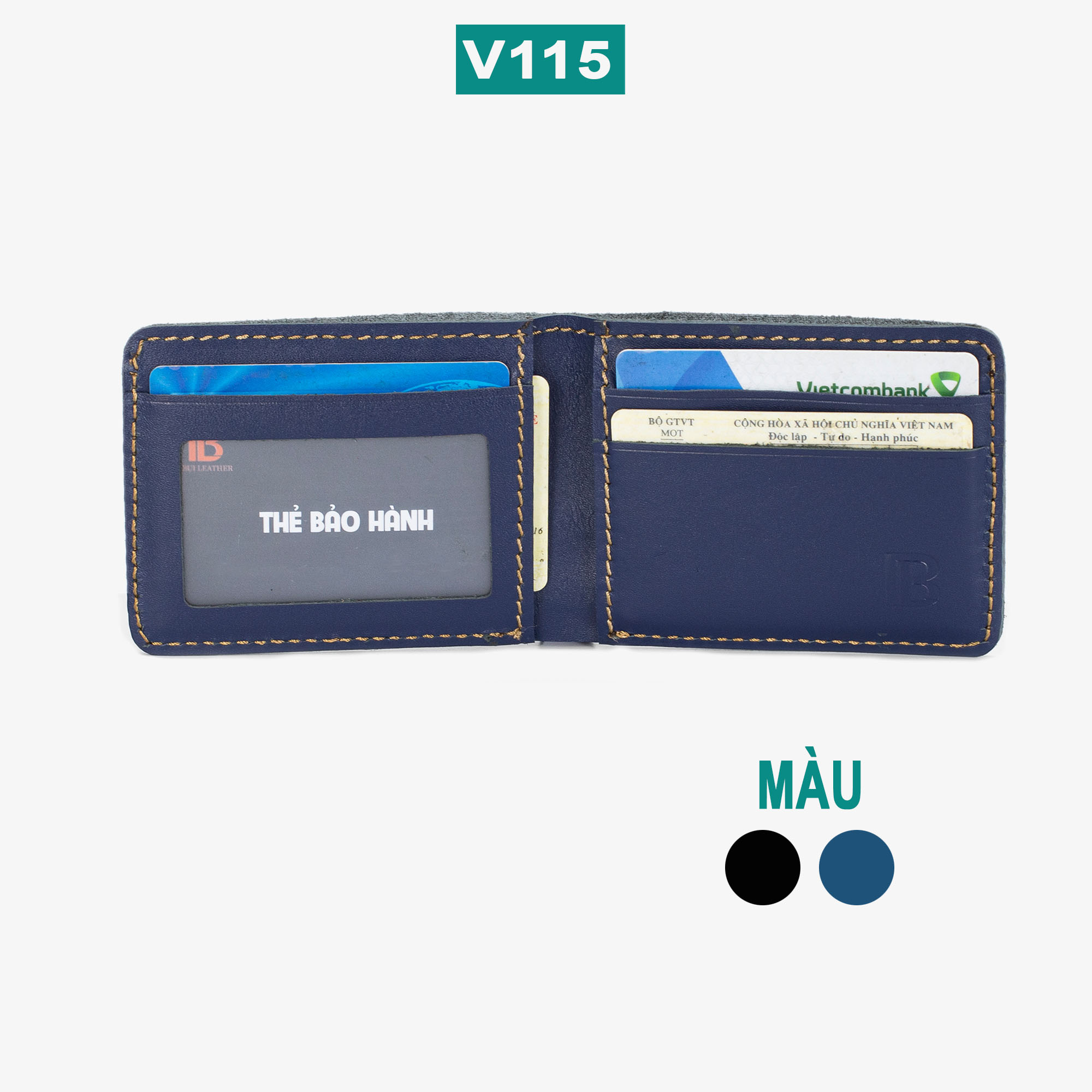 Ví mini nam V116 cao cấp- Ví nam nhỏ gọn da bò Nappa, 2 màu lựa chọn-Da thật, thương hiệu Bụi leather-bảo hành 12 tháng