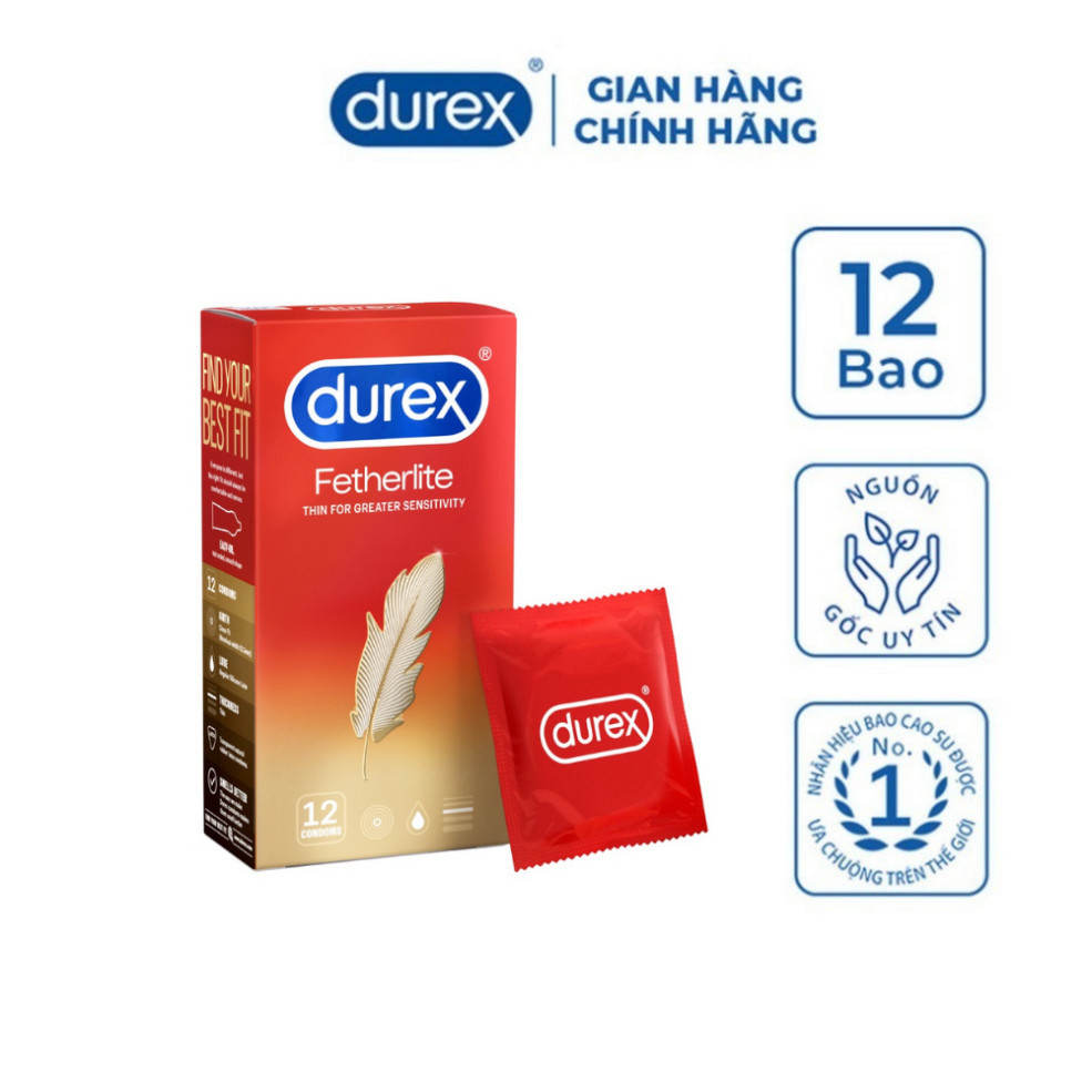 Bao cao su Durex Fetherlite siêu mỏng mang lại cho bạn cảm giác thật nhất 12 bao/hộp