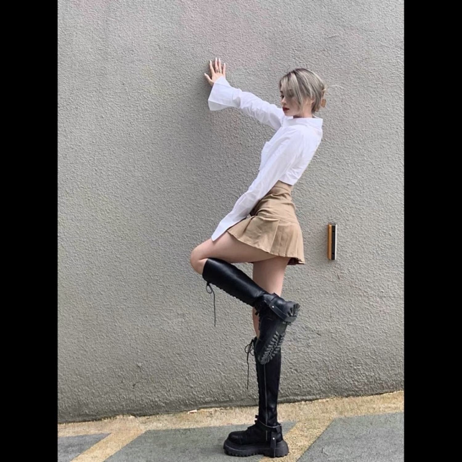 áo sơ mi croptop Եà lệch tay dài cá tính nữ