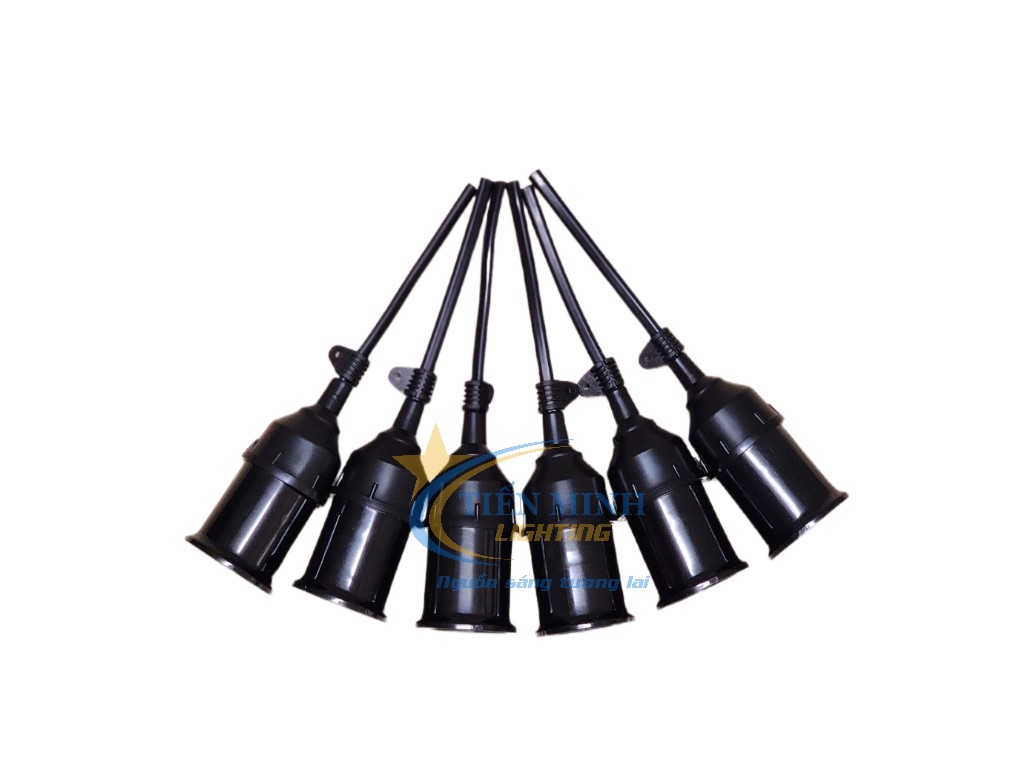 Combo 2 cái đui đèn kín nước đen/ trắng (12cm) kín nước, chất liệu nhựa chống cháy, có móc treo