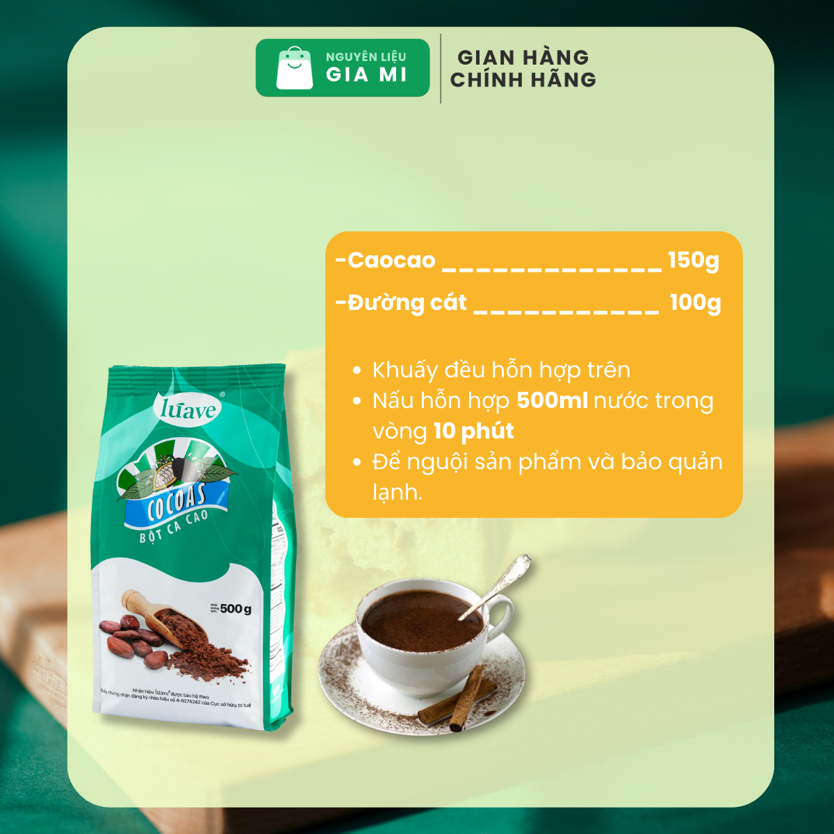 Bột Cacao Cacao Luave gói 500g