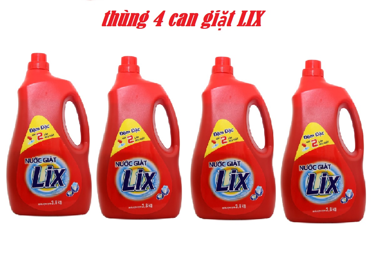 [HCM] 1 thùng 4 CAN Nước giặt Lix 3,6kg đậm đặc giặt máy + giặt tay