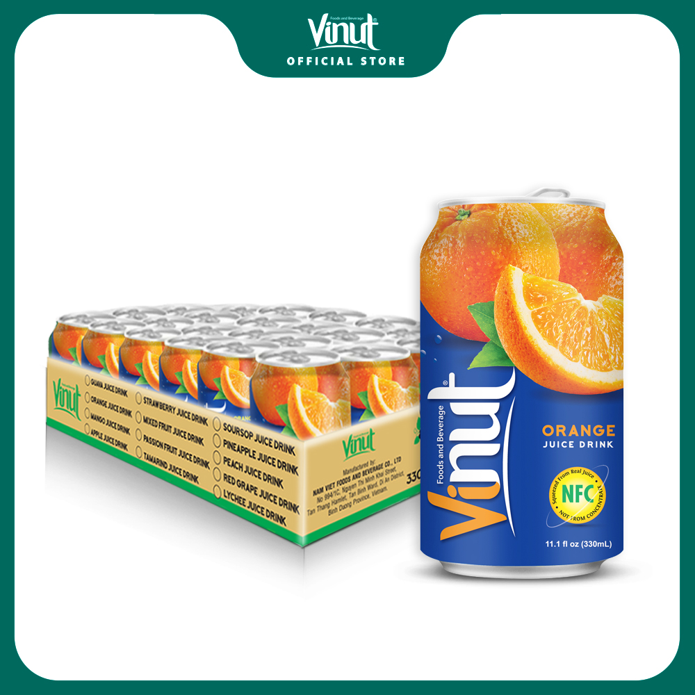 [KHAY 24 LON] Nước Ép Cam Vinut 330ml