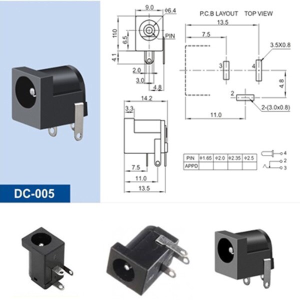 Chân jack sạc DC cái 5.5*2.1 DC005