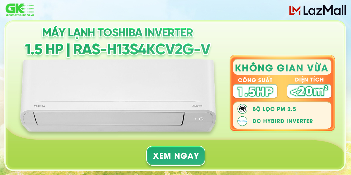Máy lạnh toshiba inverter 1.5hp ras-h13s4kcv2g-v - - làm lạnh nhanh hi power chức năng tự làm sạch - giao hàng toàn quốc - freeship hcm