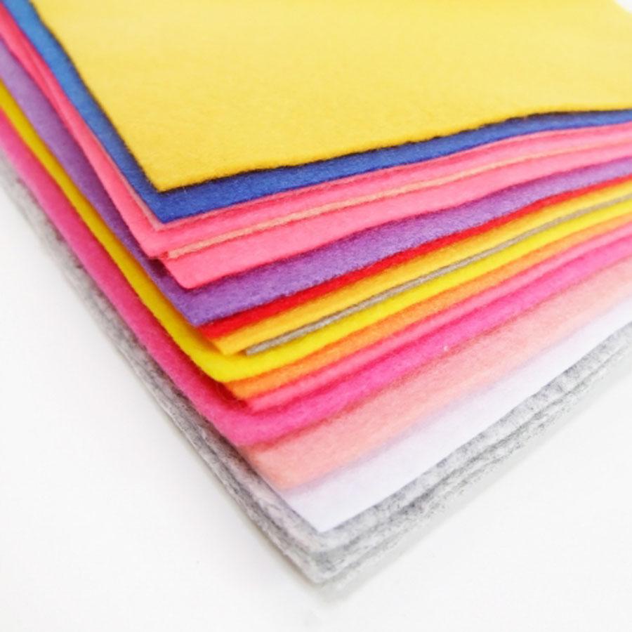 Combo 12pcs 45x45cm Non-woven Felt Fabric for DIY Craft (random color) - soft felt
