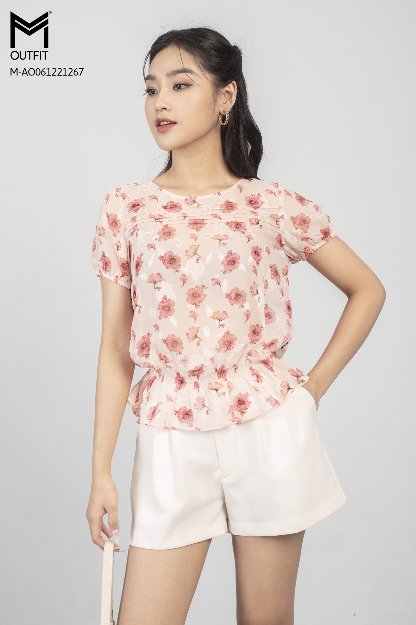 Áo sơ mi tay cộc, chun eo - Mmoutfit