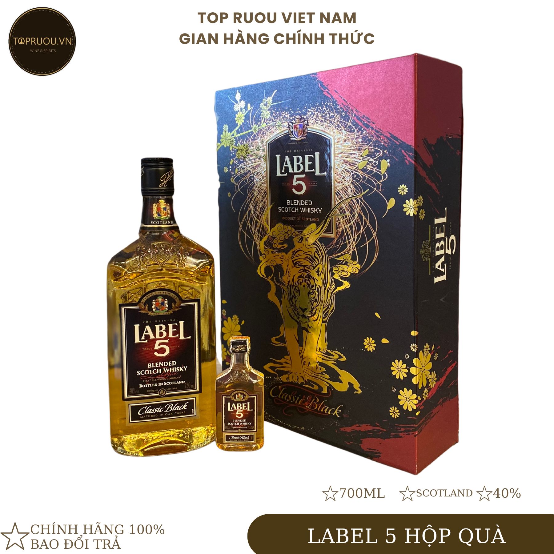 [Top Rượu VN] Rượu Whisky Label 5 Hộp quà 700ml [Chính Hãng]