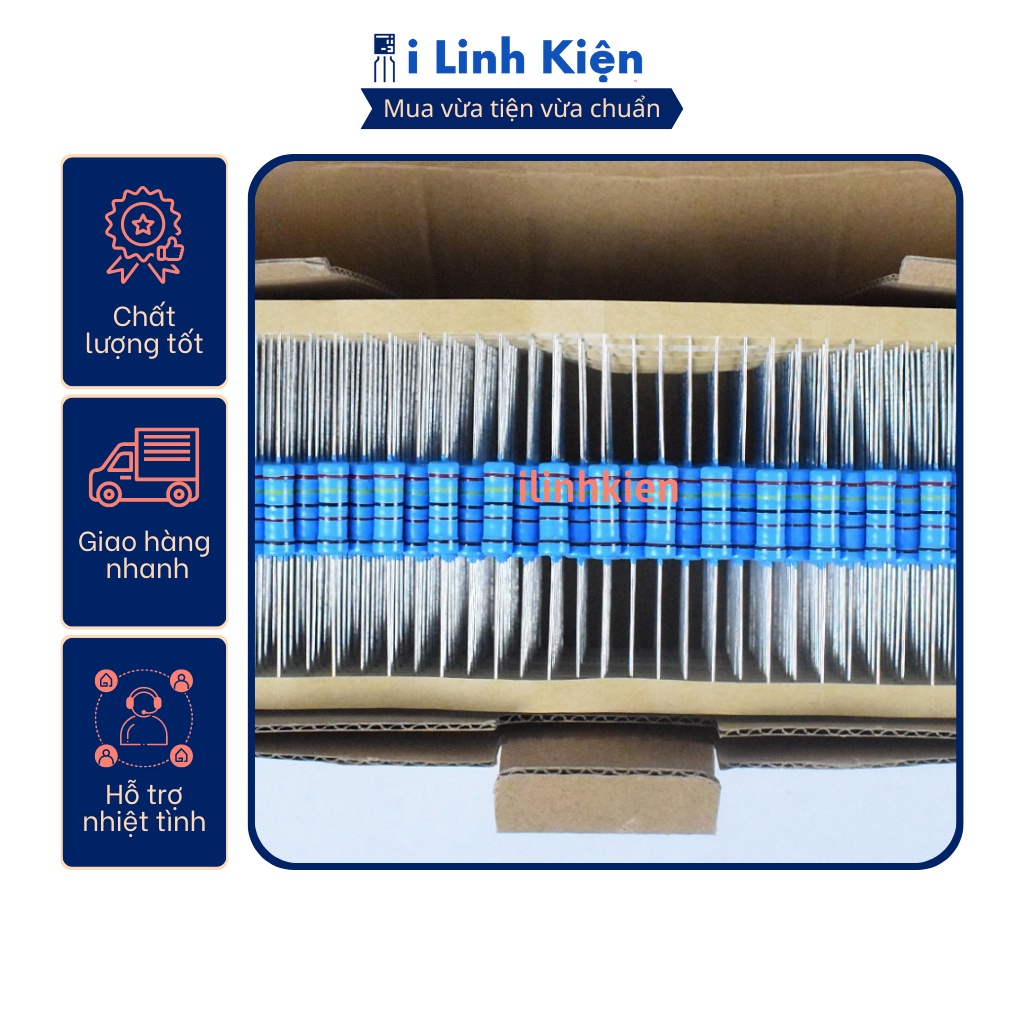 Điện trở vạch 2W 220K 1% chân đồng (10c)