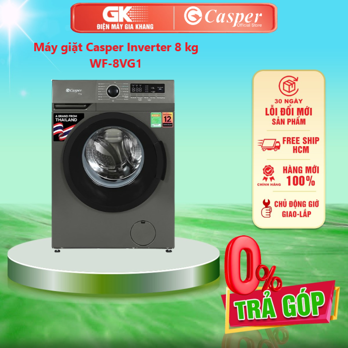 Máy giặt casper inverter 8 kg wf-8vg1 - 9.5 kg wf-95vg5 - 10.5 kg wf-105vg5 - giao toàn quốc - freeship hcm
