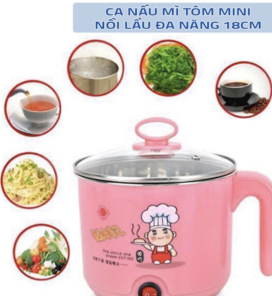 Ca nấu mì/ nồi nấu mỳ siêu tốc mini 2 lớp 18cm