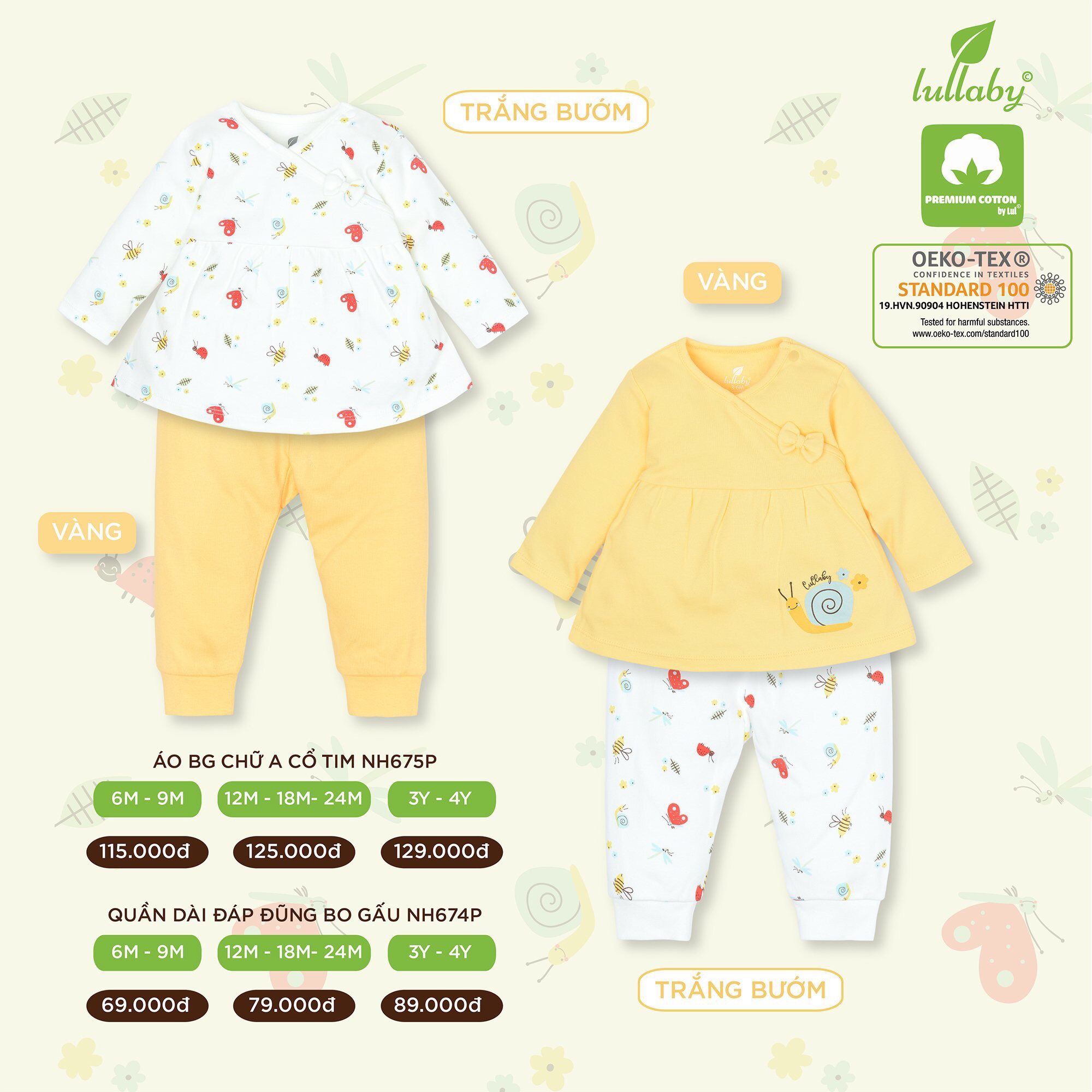 Bộ cổ tim bé gái Lullaby [NH674-675] (Sz 6m-4y)