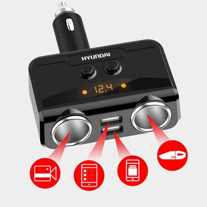 Bộ Chia Tẩu Sạc Ô Tô [2 Cổng Tẩu Và 2 Cổng USB Điều Chỉnh Góc Quay]