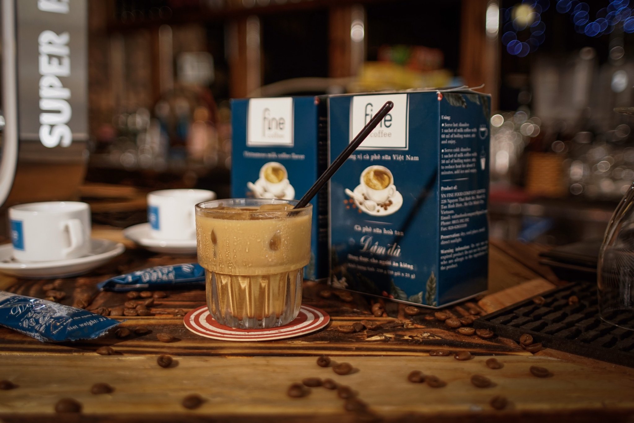 FINE COFFEE - Cà phê sữa hòa tan ĐƯỜNG ĂN KIÊNG loại ĐẬM ĐÀ