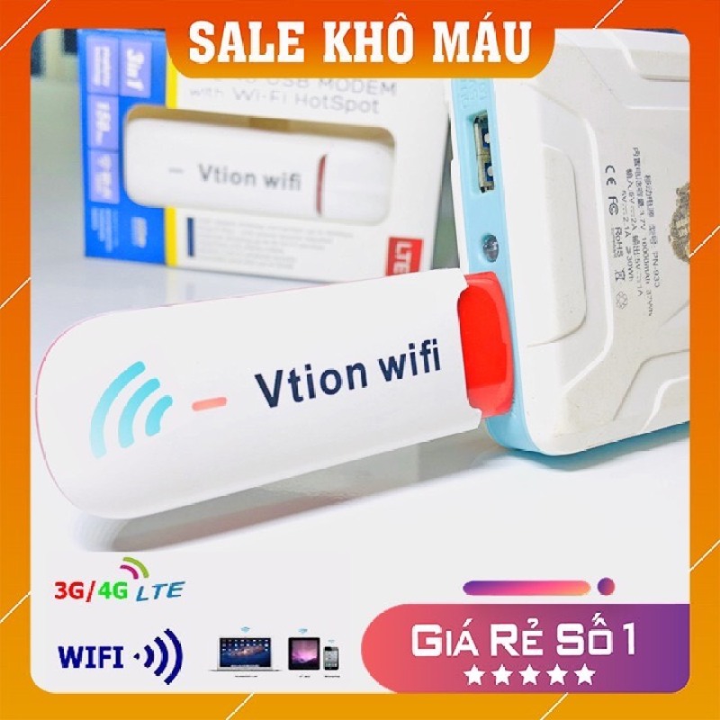 (Rẻ Tận Gốc) Usb Phát Wifi 3G 4G Vtion - Dcom 3G 4G Phát Wifi Từ Sim Tốc Độ Cao