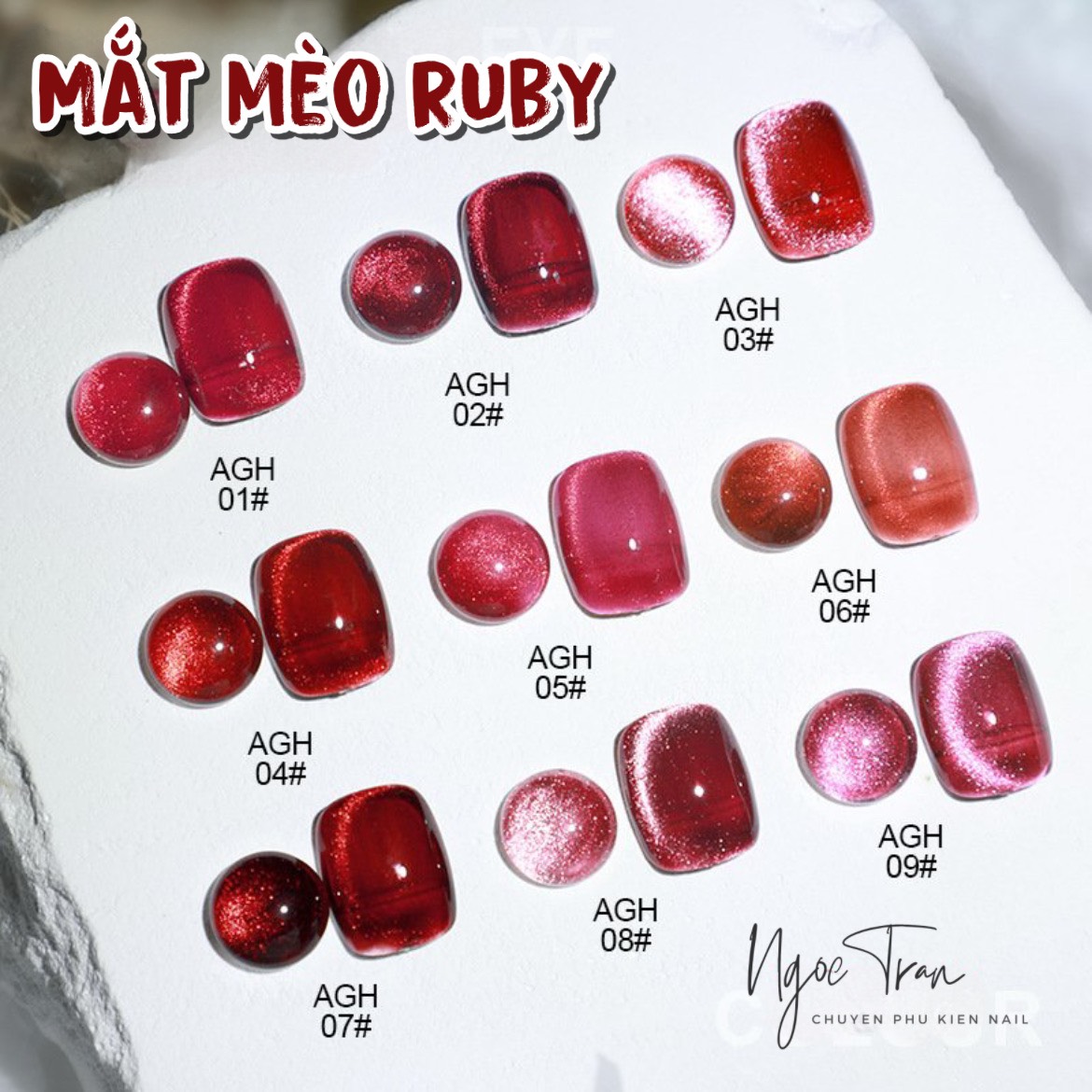 Sơn Gel AS RED | Mắt Mèo 5D RUBY Đỏ Sang Trọng | Mã AGH