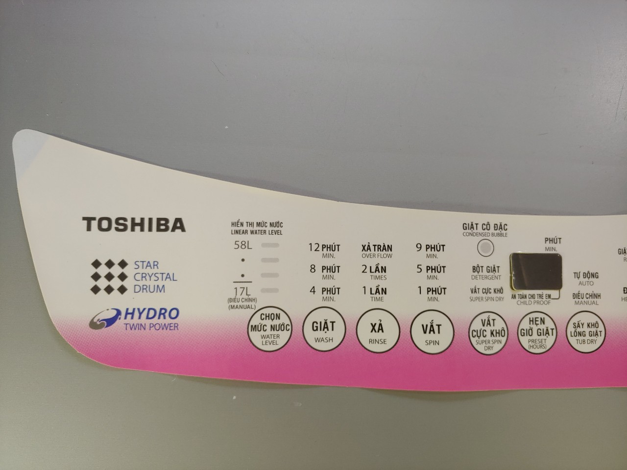 Tem phím máy giặtToshiba B1000/B1100.