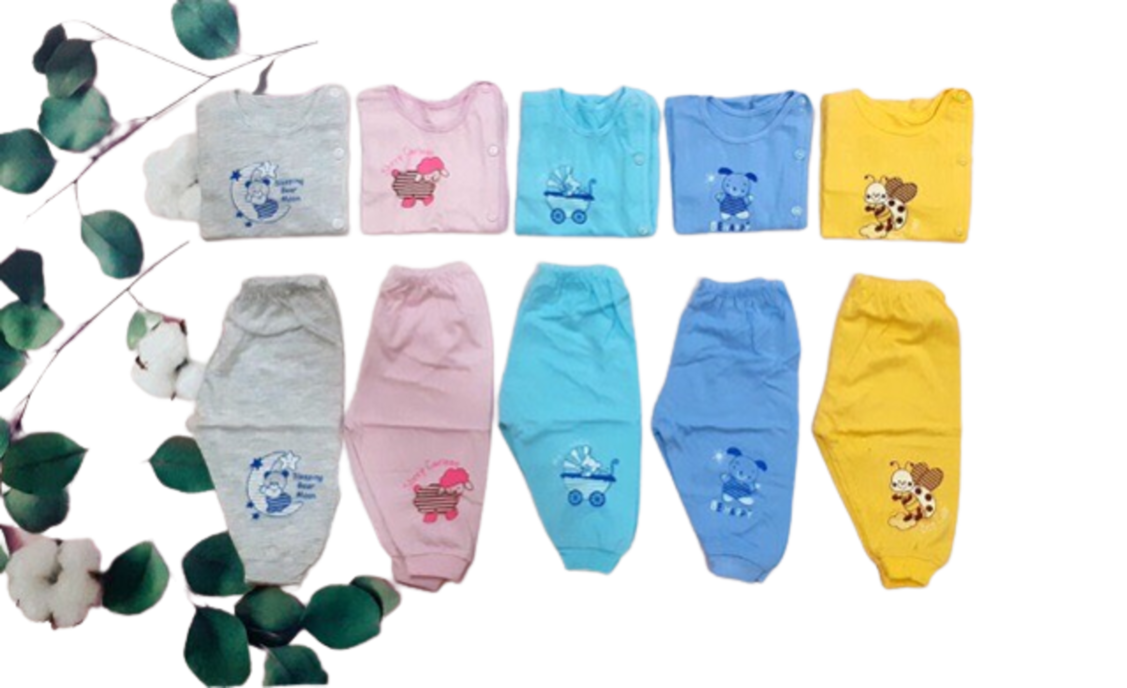 Quần áo sơ sinh baby leo dài tay 100% cotton