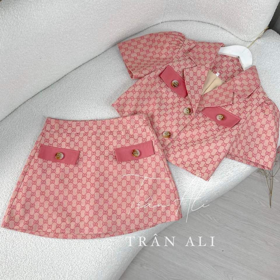 SÉT SỌC 2 MÓN ÁO VEST CỔ TRỤ CHÂN VÁY