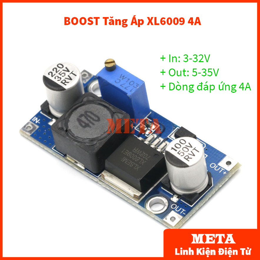 Mạch boost tăng áp xl6009 4a dc-dc điện áp vào 3v-32v cho ra 5v-35v