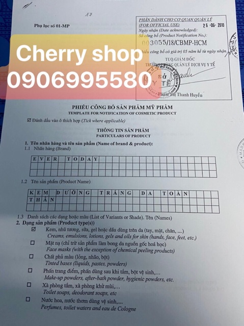 KEM DƯỠNG TRẮNG DA TOÀN THÂN EVER TODAY (80G)