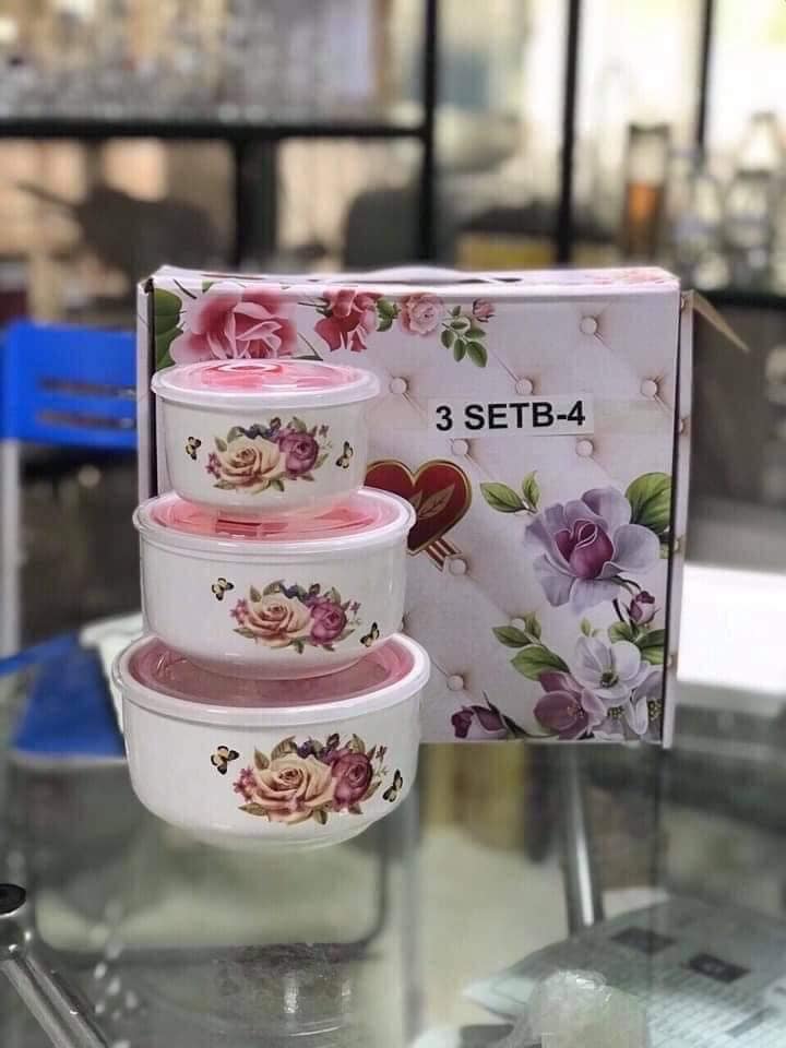 BỘ 3 BÁT SỨ CÓ NẮP HÚT CHÂN KHÔNG
